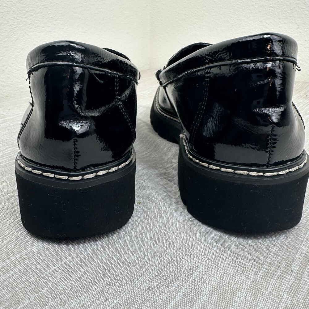 Donald Pliner Women Black Patent Lug Sole Loafers Slip On Size 6 - Picture 6 of 12